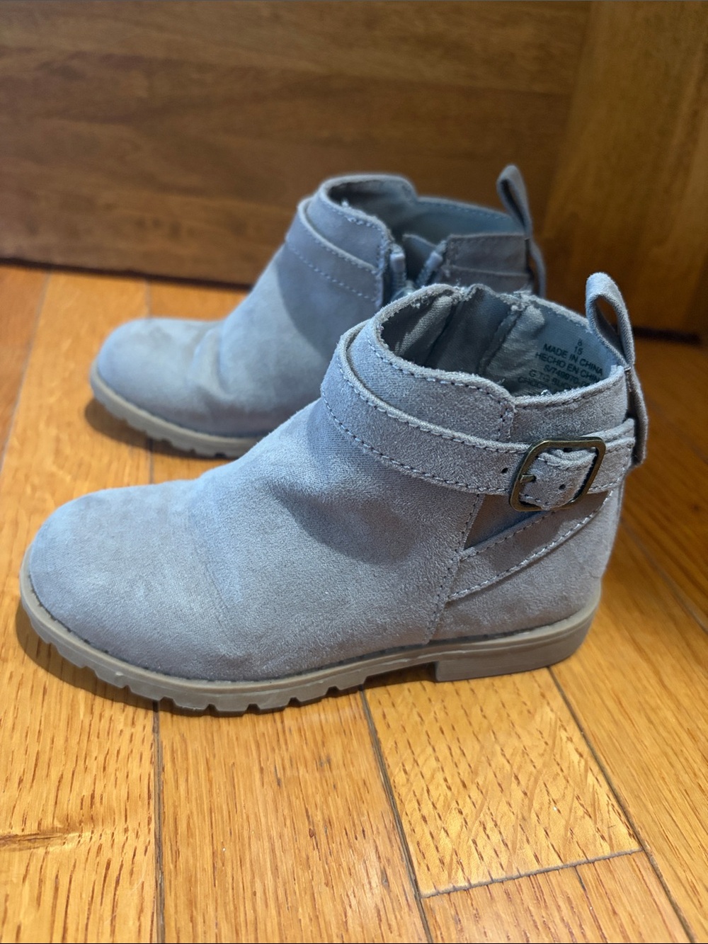 Old Navy Gray Suede Kids Ankle Boots with Buckle